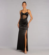 Ruth Satin Corset Slit Formal Dress