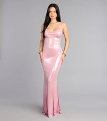 Romy Metallic Open Back Mermaid Dress