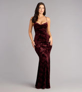Mahalia Velvet Floral Lace-Up Formal Dress