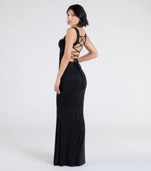 Shelia Lace-Up Mermaid Glitter Formal Dress