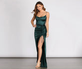 Kayla Cowl Neck Satin Dress