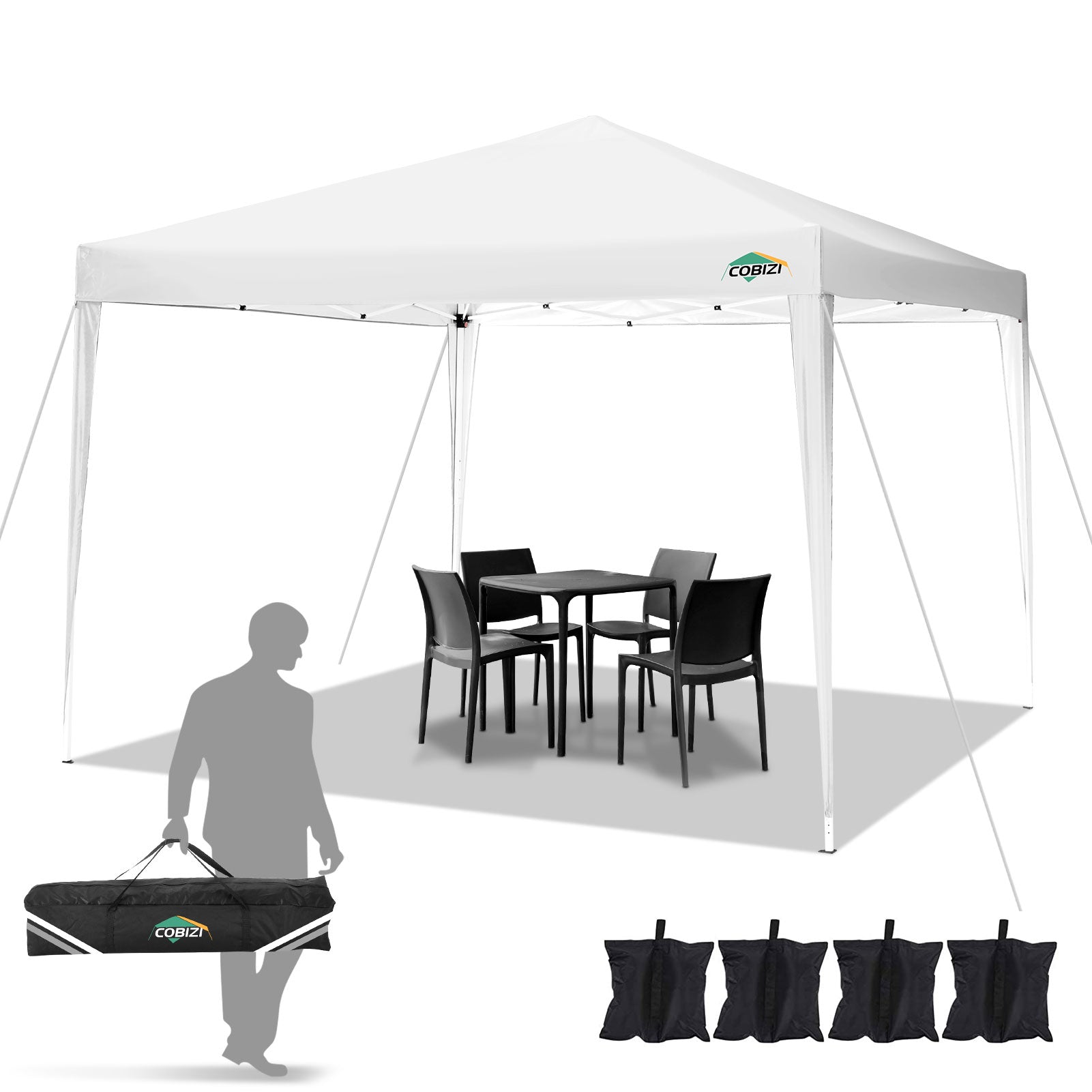 COBIZI Pop Up Canopy Gazebo Outdoor Shade Tent 10'X10' With 4 Sand Bag SPC265