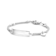 Fantasy Collection Graveerarmband hart gourmette 4 zijdes geslepen plaat 4,2 mm zilver