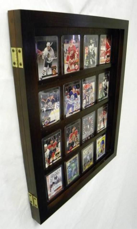 Baseball Card Holder Case TJ.MOREE 30 Graded Sports Card Display Case – Wall-Mounted, Wood, Holds 5 Graded Slabs Baseball Card Display Case
