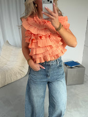 Liva Ruffle Top Oranje