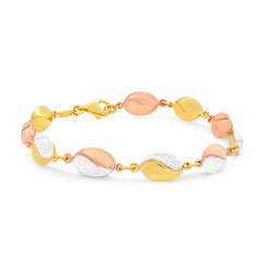 9ct Yellow Gold Silver Filled Three Tone Fancy 19.5cm Bracelet