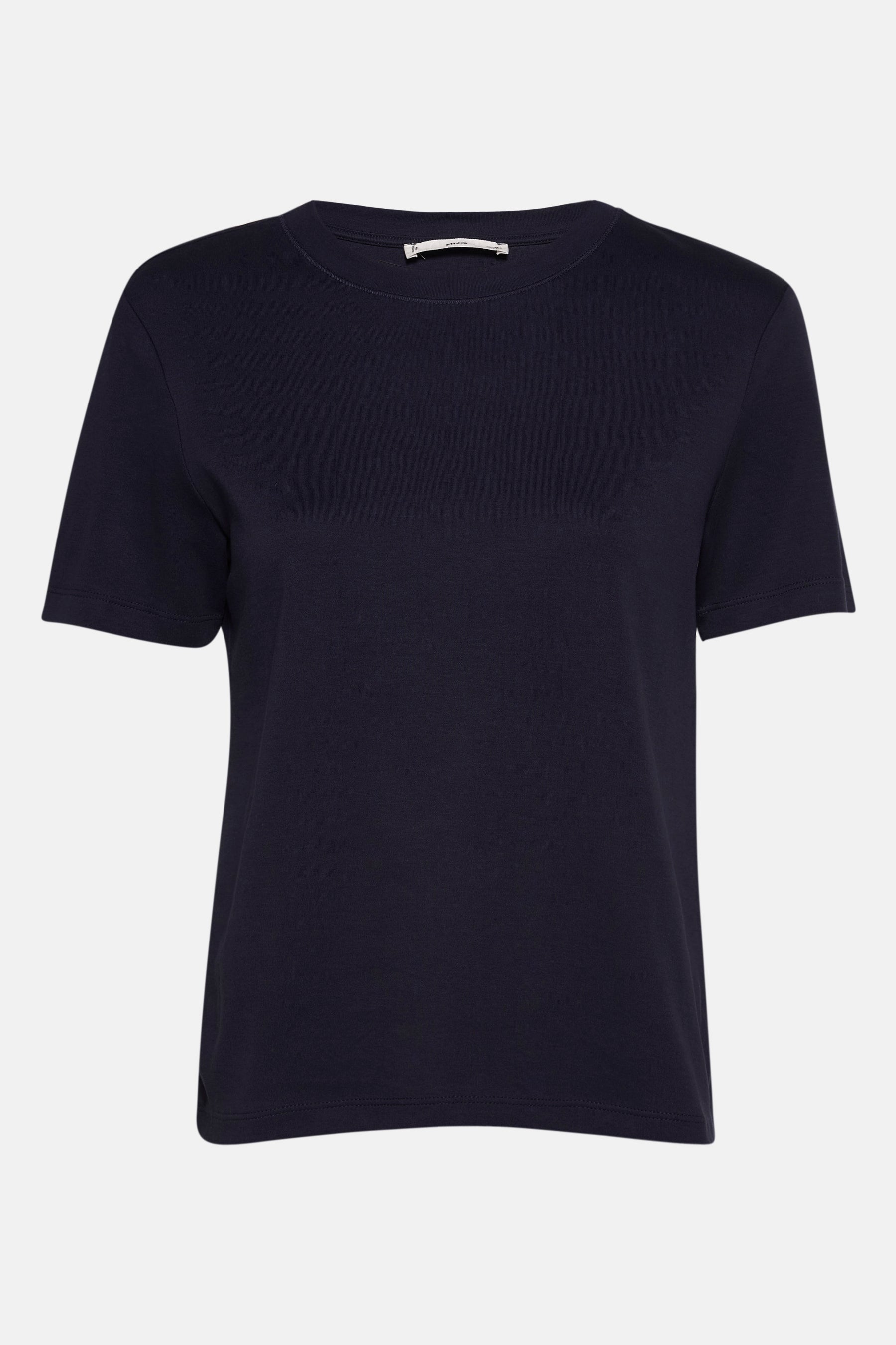 T-shirt bleu à manches courtes de MANGO, en tissu uni avec un col rond.