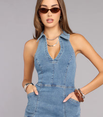 City Girl Denim Halter Mini Dress