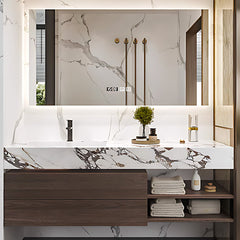 40"- 64" Wall Mounted And Single Ceramic Basin with Smart Mirror