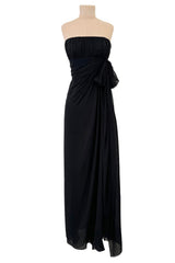 Exceptional Spring 2002/Spring 1991 Yves Saint Laurent Haute Couture Black Silk Chiffon Dress
