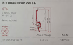 Fiamma Markisen-Adapter für Fiamma F45S/F45L Reimo Multirail T4 oder Brandrup