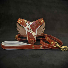 Bestia Dog Gear "Hermes" Set- harness & leash Genuine Leather pet supplies