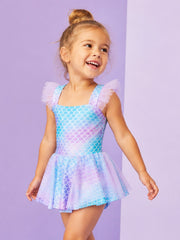 Balabala Girls Mermaid UPF 50+ Sun Protection One-Piece Beach & Pool Swimsuit