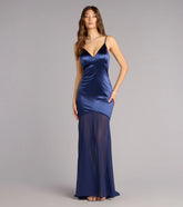 Kayla Satin Open Back Chiffon Formal Dress