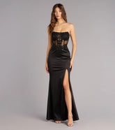 Cora Satin Corset Slit Formal Dress