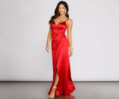 Nori Formal Plunging Satin Dress