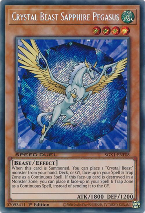 Crystal Beast Sapphire Pegasus (Secret Rare) - Speed Duel GX: Duel Academy Box - YuGiOh
