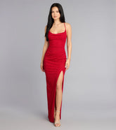 Eva Glitter Lace-Up Column Formal Dress