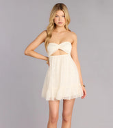 Soft Glam Sequin Lace Strapless A-Line Dress