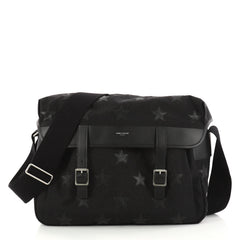 Saint Laurent Hunting Messenger Bag Canvas with Applique Medium