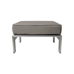 Aya Coral Cushioned Auminum Ottoman, Silver and Gray
