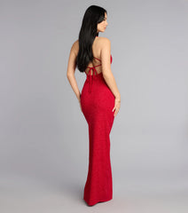 Eva Glitter Lace-Up Column Formal Dress