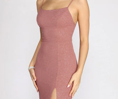 Aracely Glitter Crepe Mermaid Dress