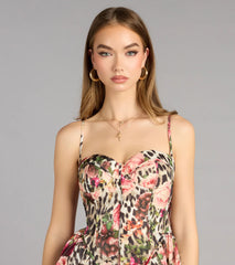 Karla Leopard Floral A-Line Mini Dress