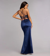 Rose Satin Sequin Corset Formal Dress