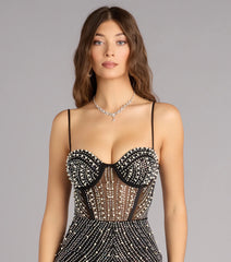 Klyah Rhinestone Pearl Mini Dress