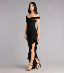 Mandy Mesh Off-The-Shoulder Formal Dress