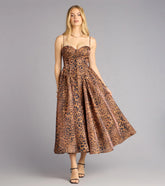 Misha Leopard Corset Midi Formal Dress