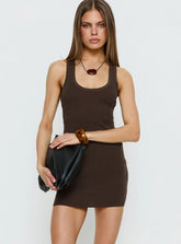 Micka Scoop Mini Dress Brown