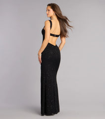 Sonia Mesh Cutout Slit Formal Dress