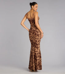 Kensley Flocked Velvet Mermaid Formal Dress