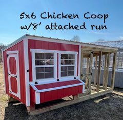5x6 Chicken Coop w/8’ attached enclosure