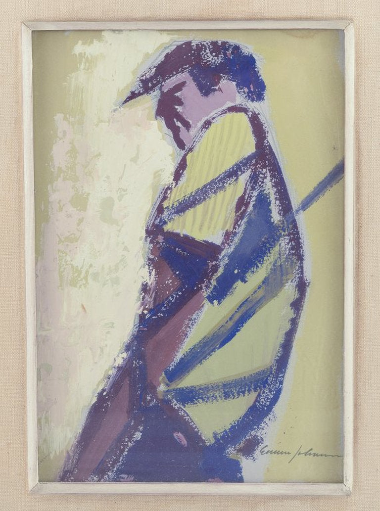 Gunnar Johansson, Swedish artist. Gouache. Male portrait. 1960s.