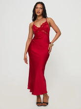 Treasure Bias Cut Maxi Dress Red