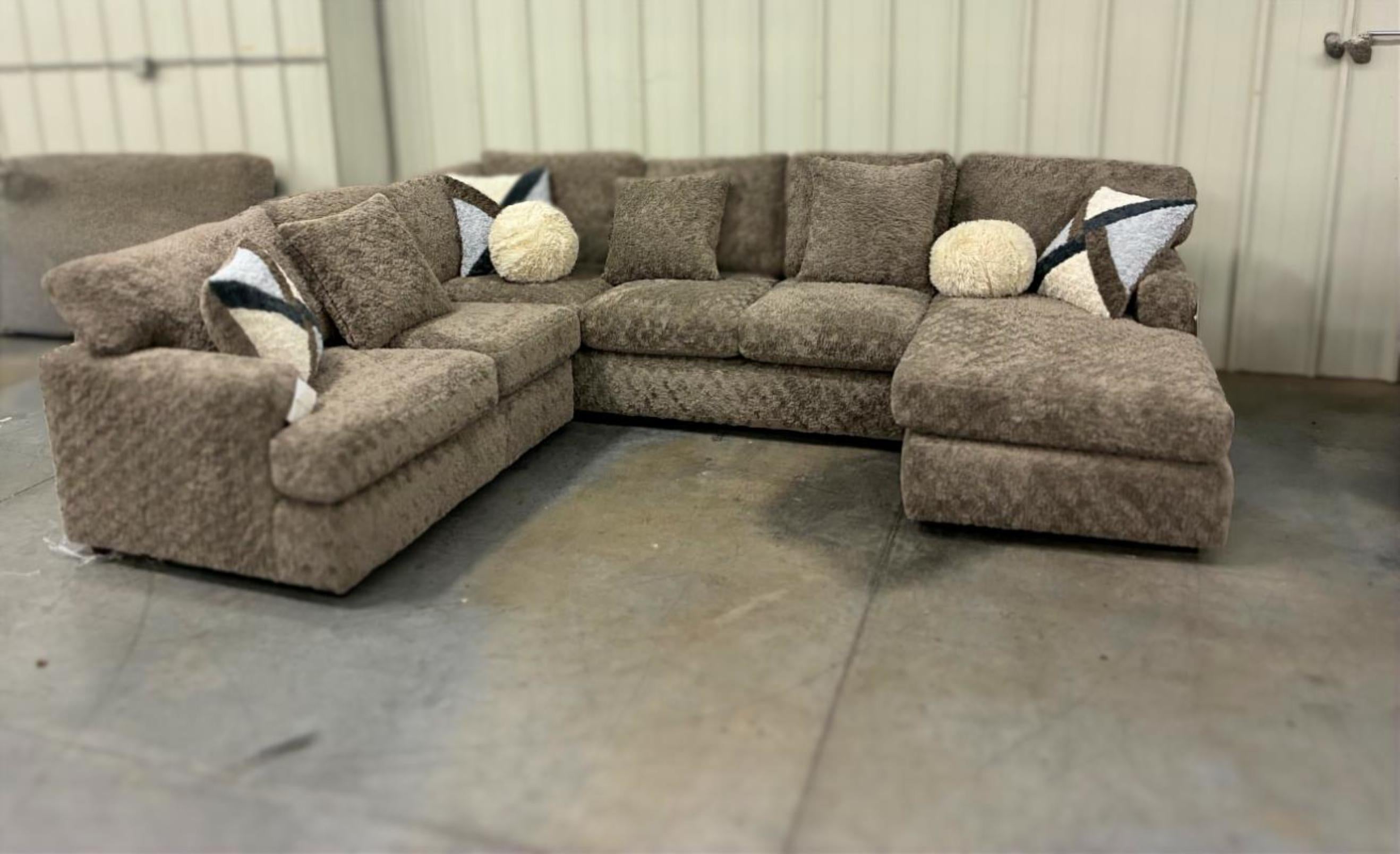 Goldendoodle Chaise Front Sectional with Pillows