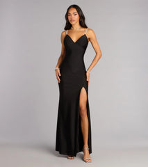 Eve V-Neck Rhinestone Lace-Up Formal Dress