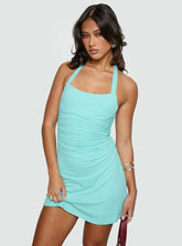 Lolan Halter Mini Dress Aqua