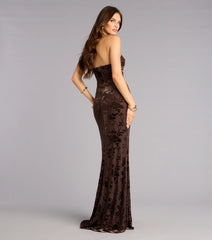 Kilah Flocked Velvet Mermaid Dress