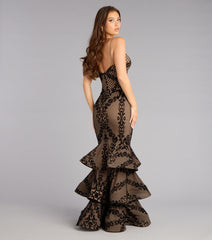 Juliette Flocked Mesh Mermaid Formal Dress