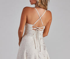 Adalyn Brocade High Slit Dress