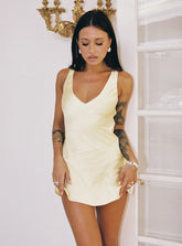 Kingslie Low Back Mini Dress Baby Yellow Petite