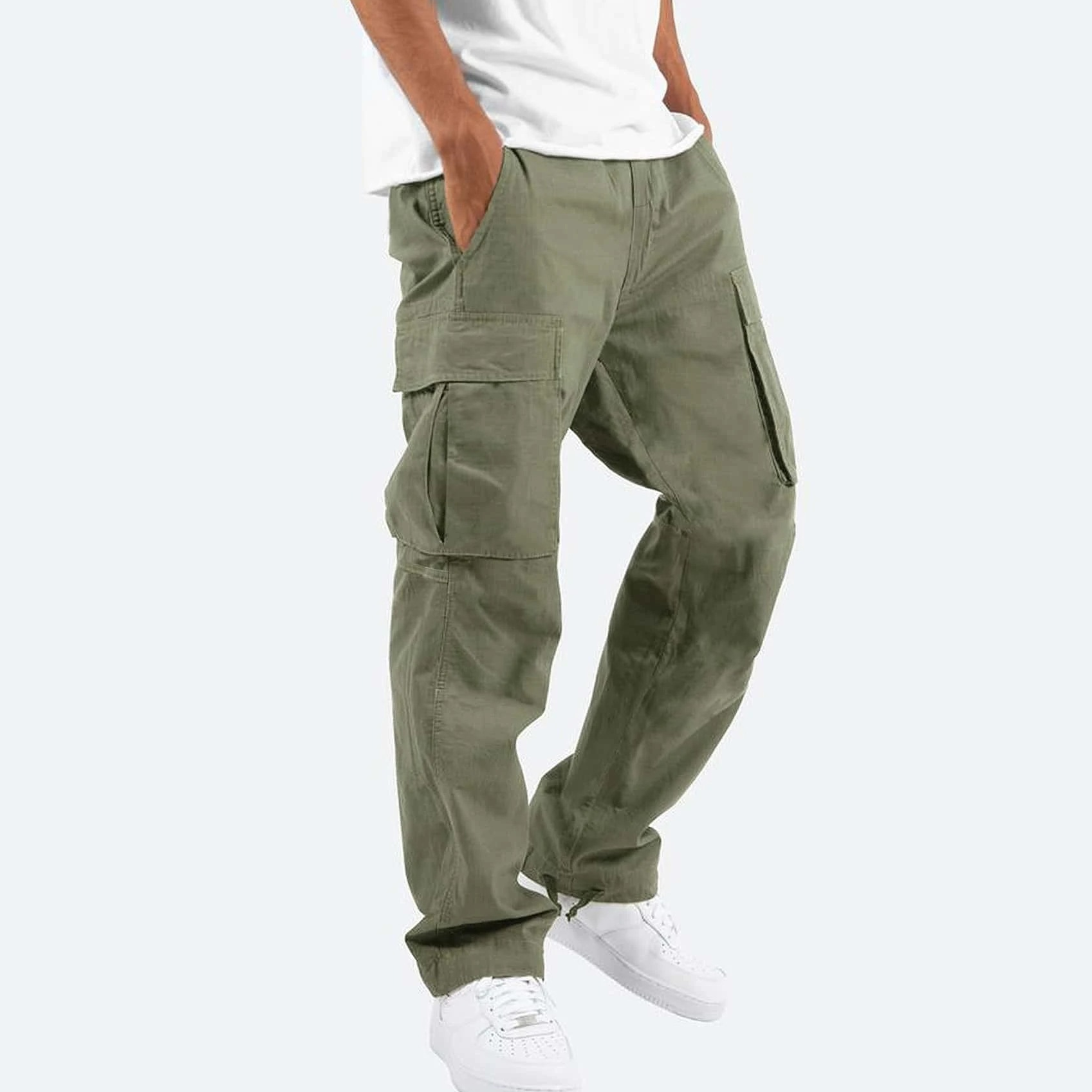 Men's Workwear Drawstring Multi-pocket Casual Pants Men DealSniper.net