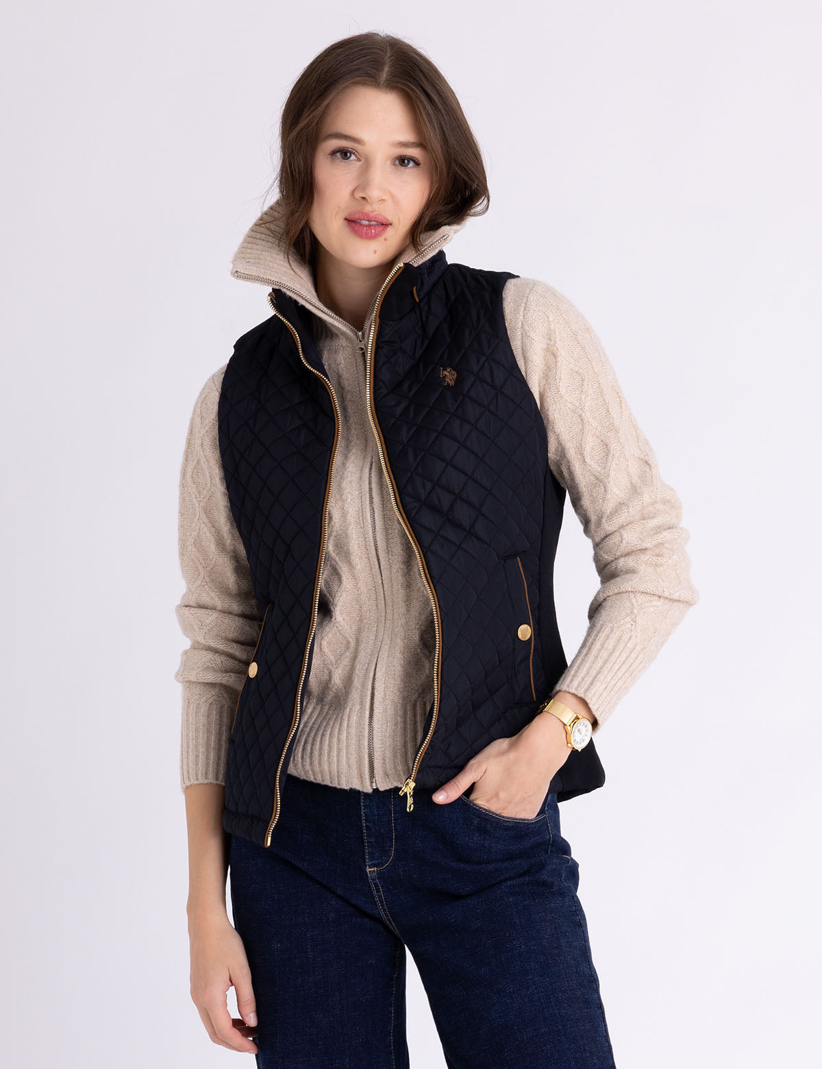 SIDE KNIT QUILTED VEST - U.S. Polo Assn.