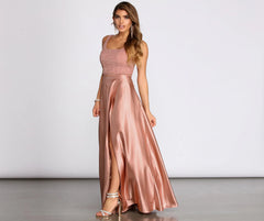 Eriko Glitter Lace Two Piece Satin Dress