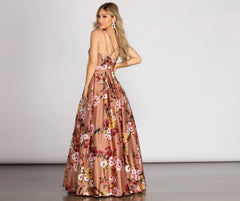 Magdalena Satin Floral Gown