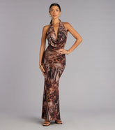 Bold And Sleek Abstract Animal Print Maxi Dress